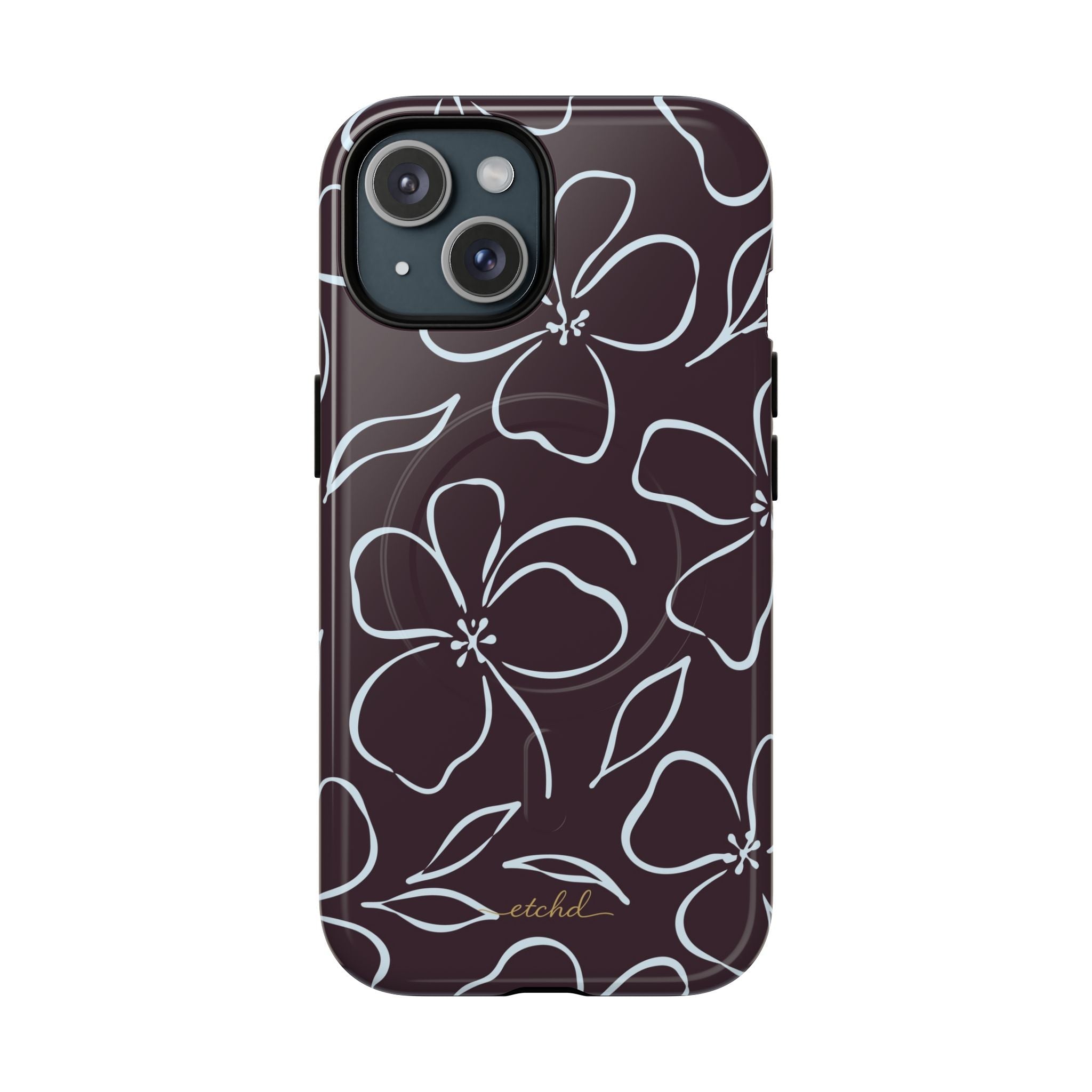 Plum & Blue Floral Funda magnética para móvil de etchd, vista 2
