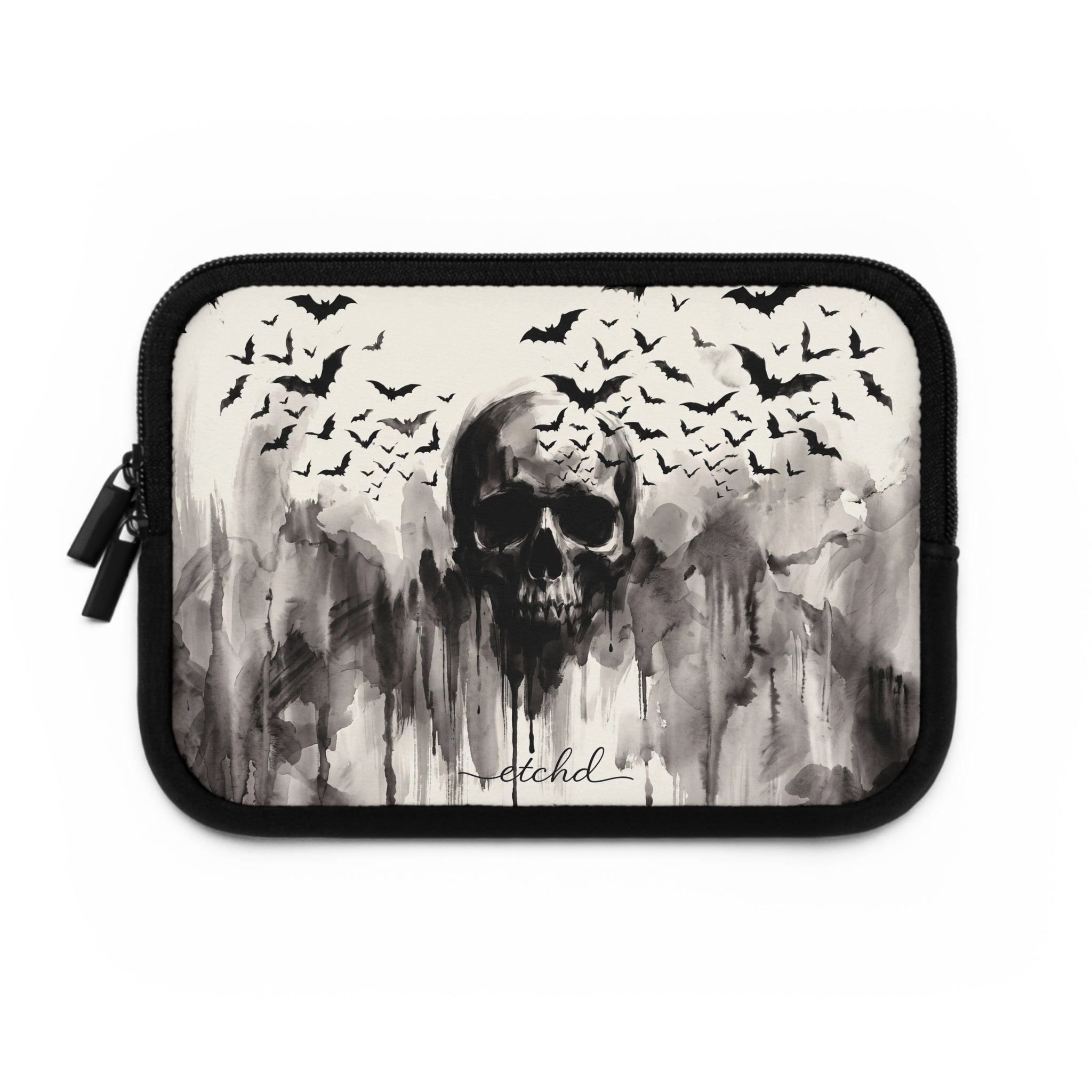 Ink Skull Laptop Sleeve by etchd, view 2