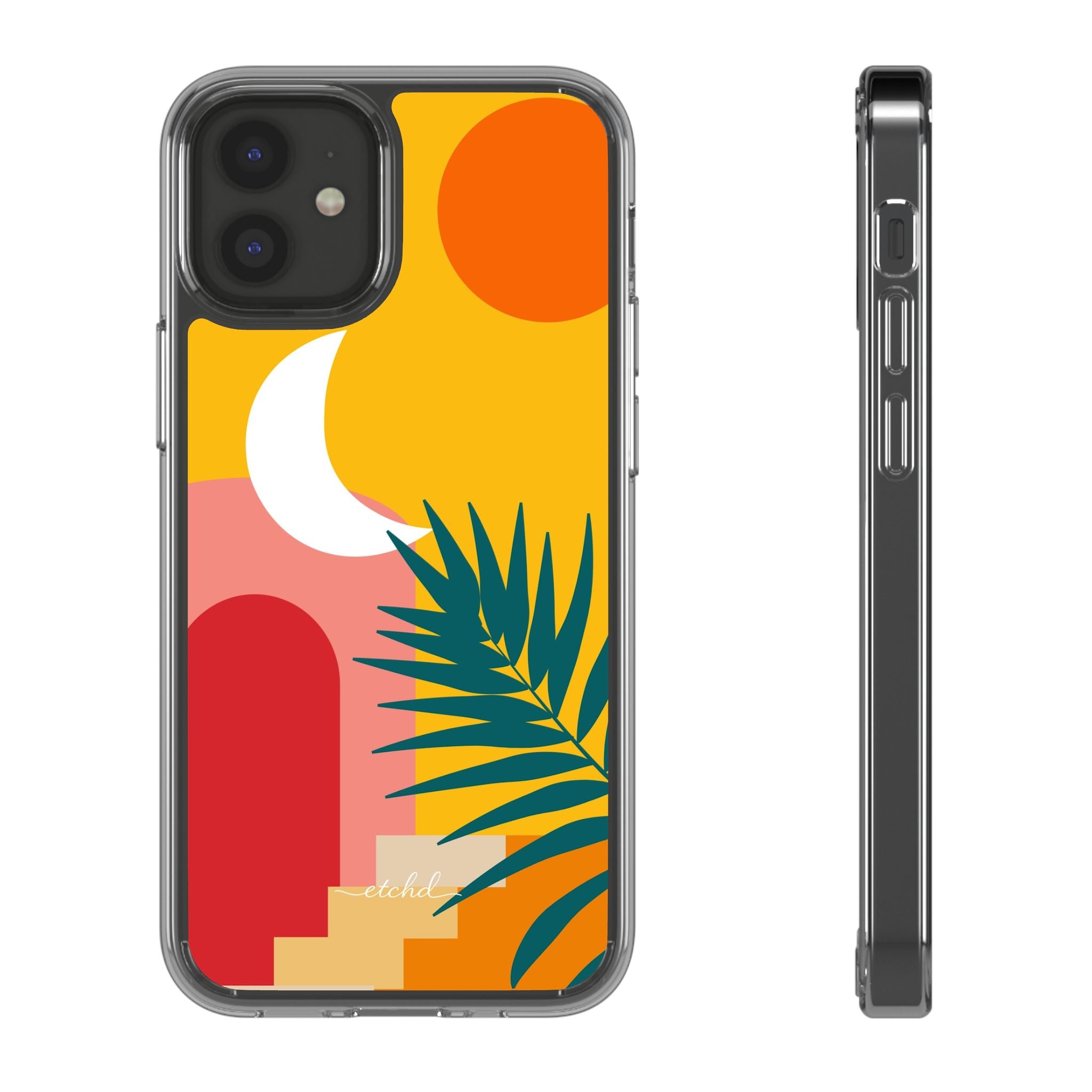 Tropical Sunset Clear Phone Case by etchd, view 2