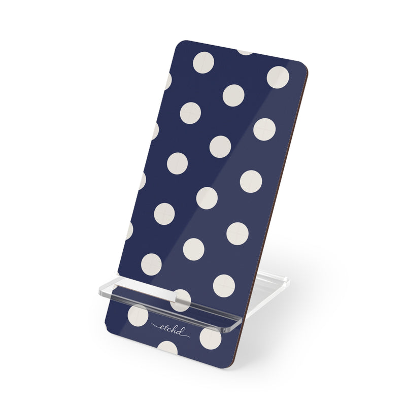 Cream & Navy Polka Dot Phone Stand by etchd