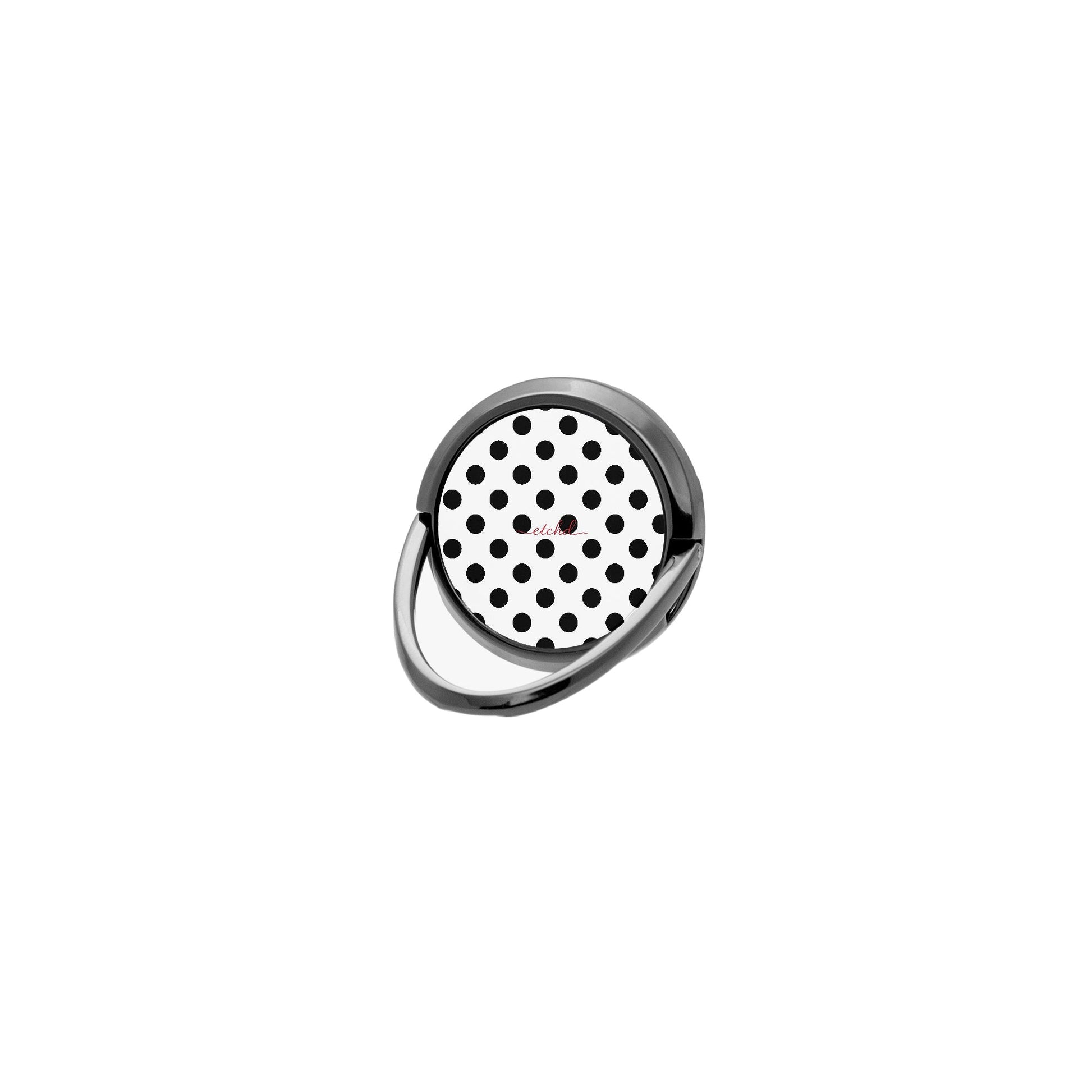 Black & White Polka Dot Phone Ring Holder by etchd