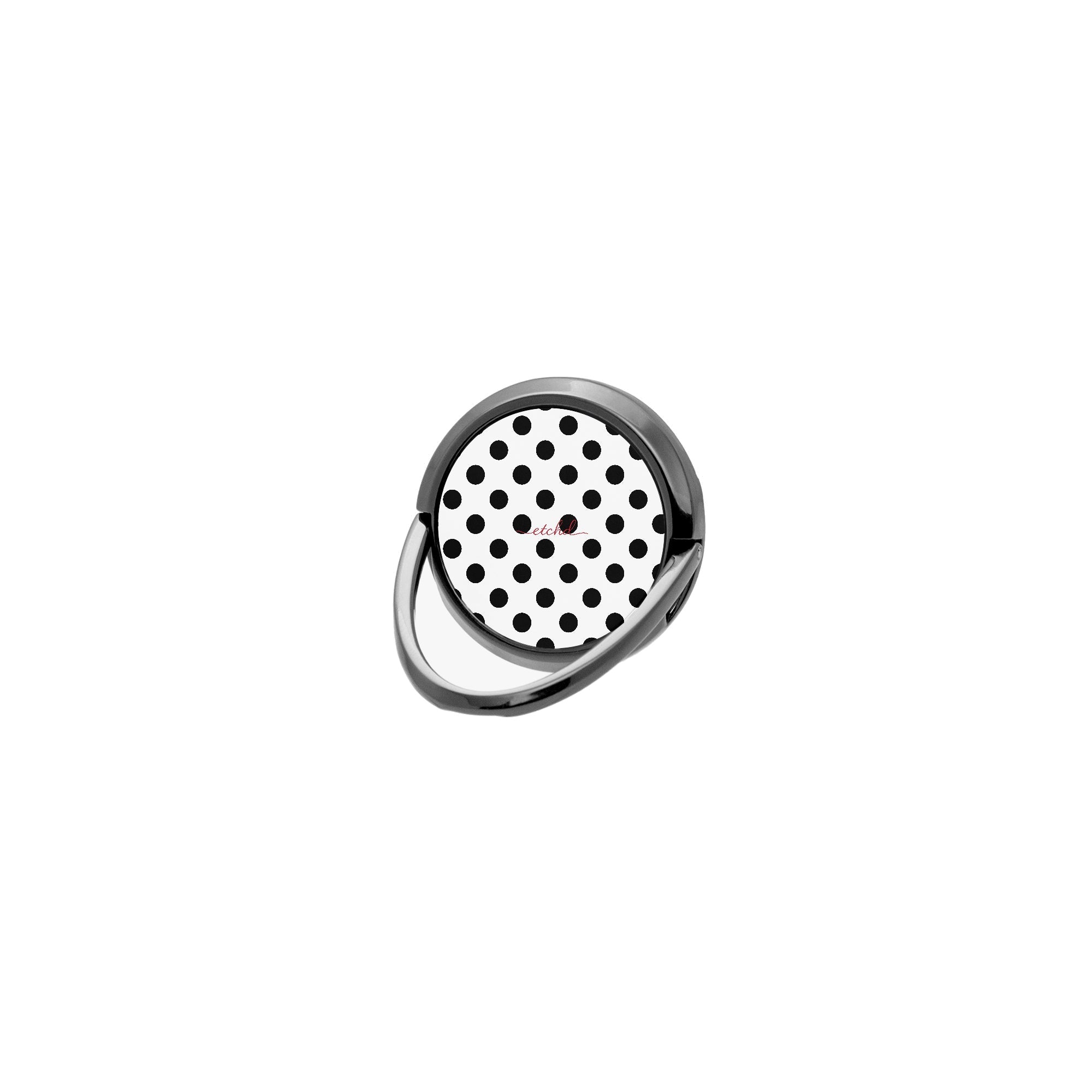 Black & White Polka Dot Phone Ring Holder by etchd