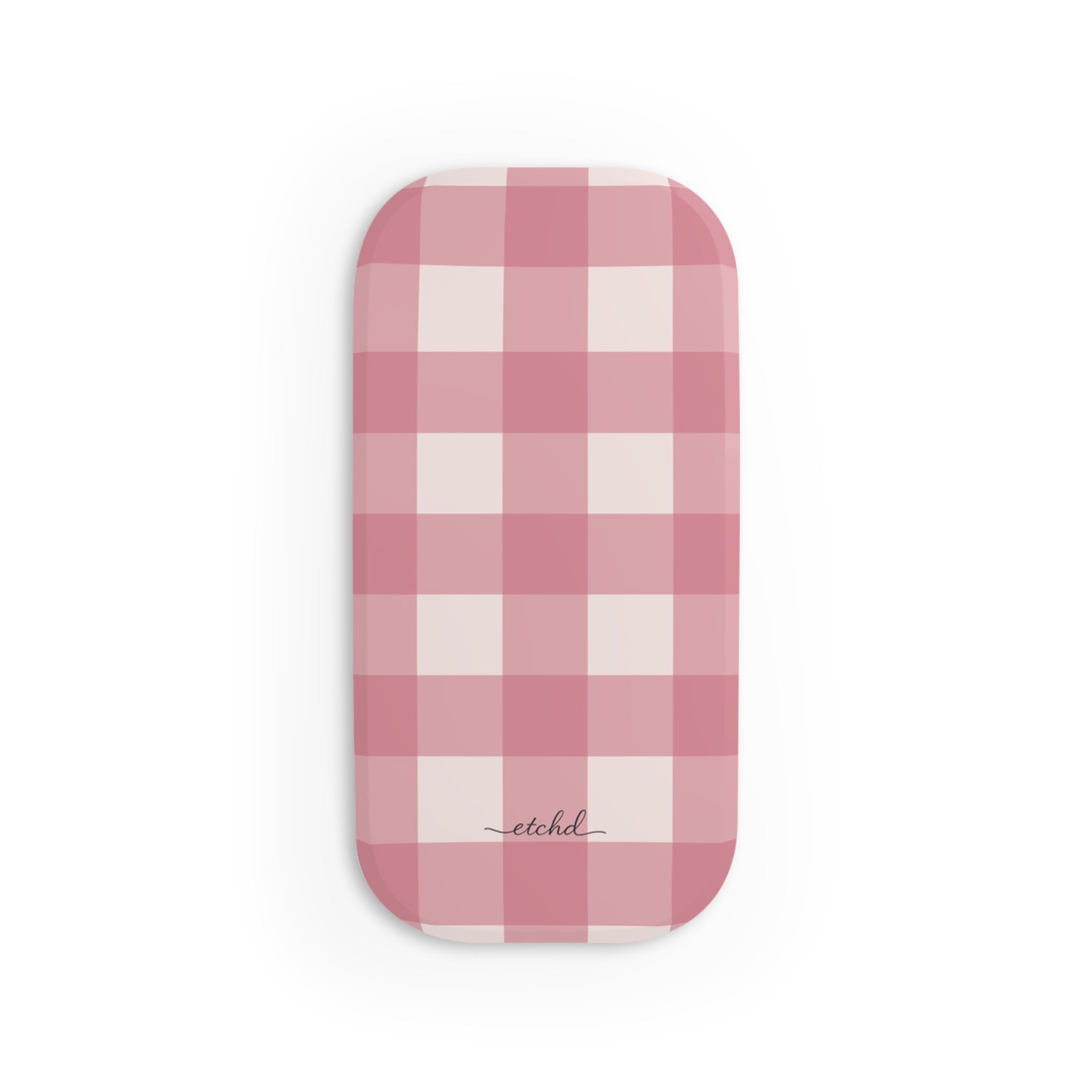 Blush & Cream Gingham Click-On Phone Grip by etchd, view 2
