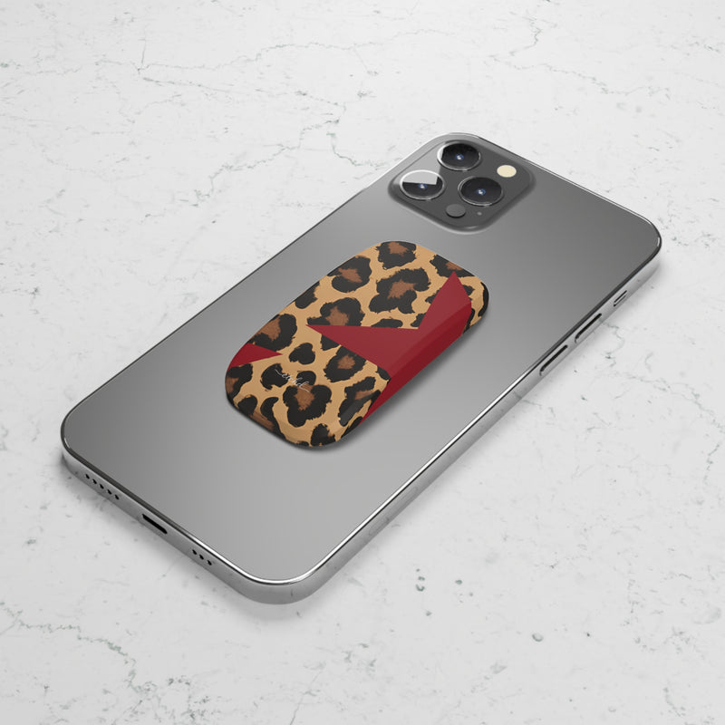 Leopard & Red Stars Agarre clipsable para móvil-zoom-