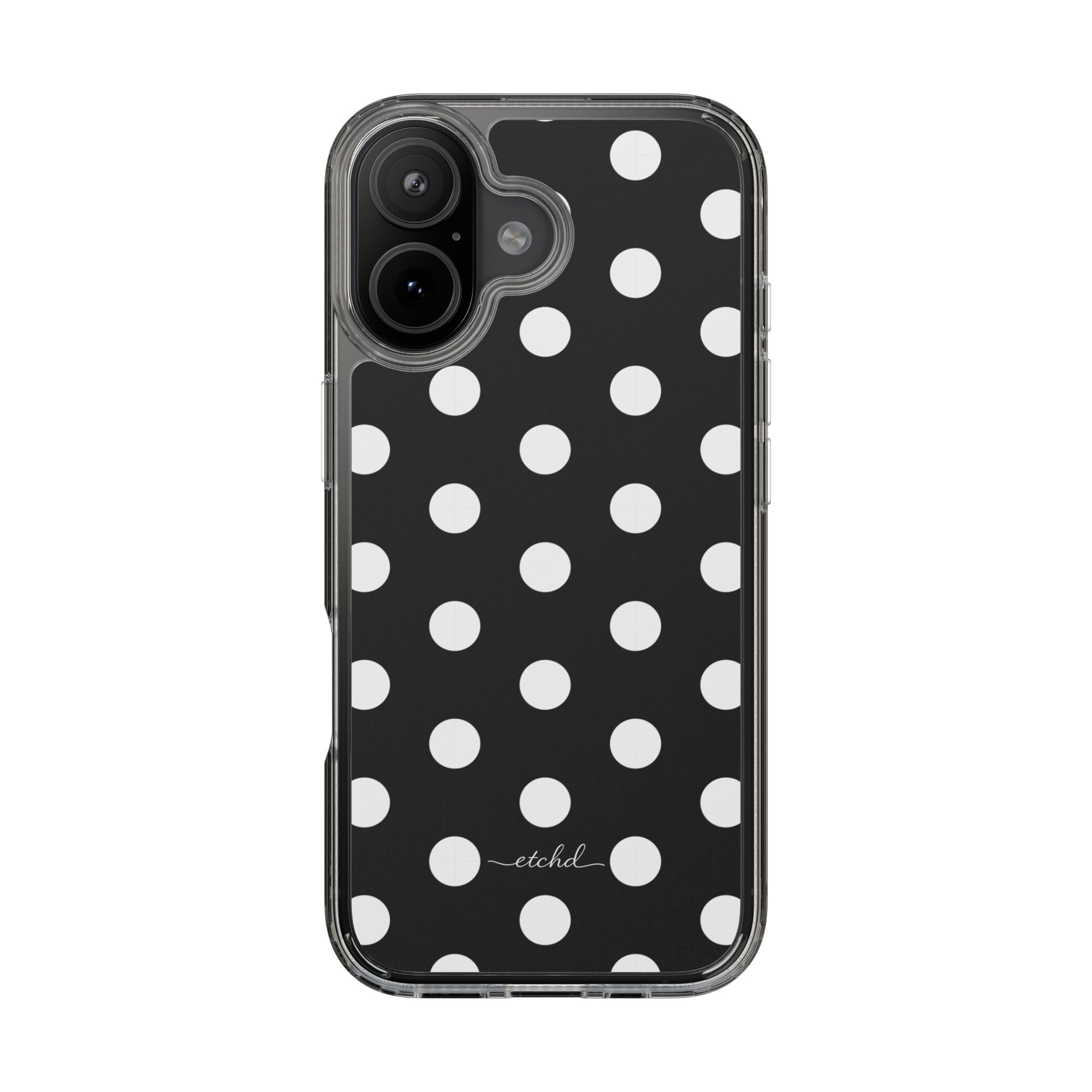 White & Black Polka Dot Clear Phone Case by etchd, view 35