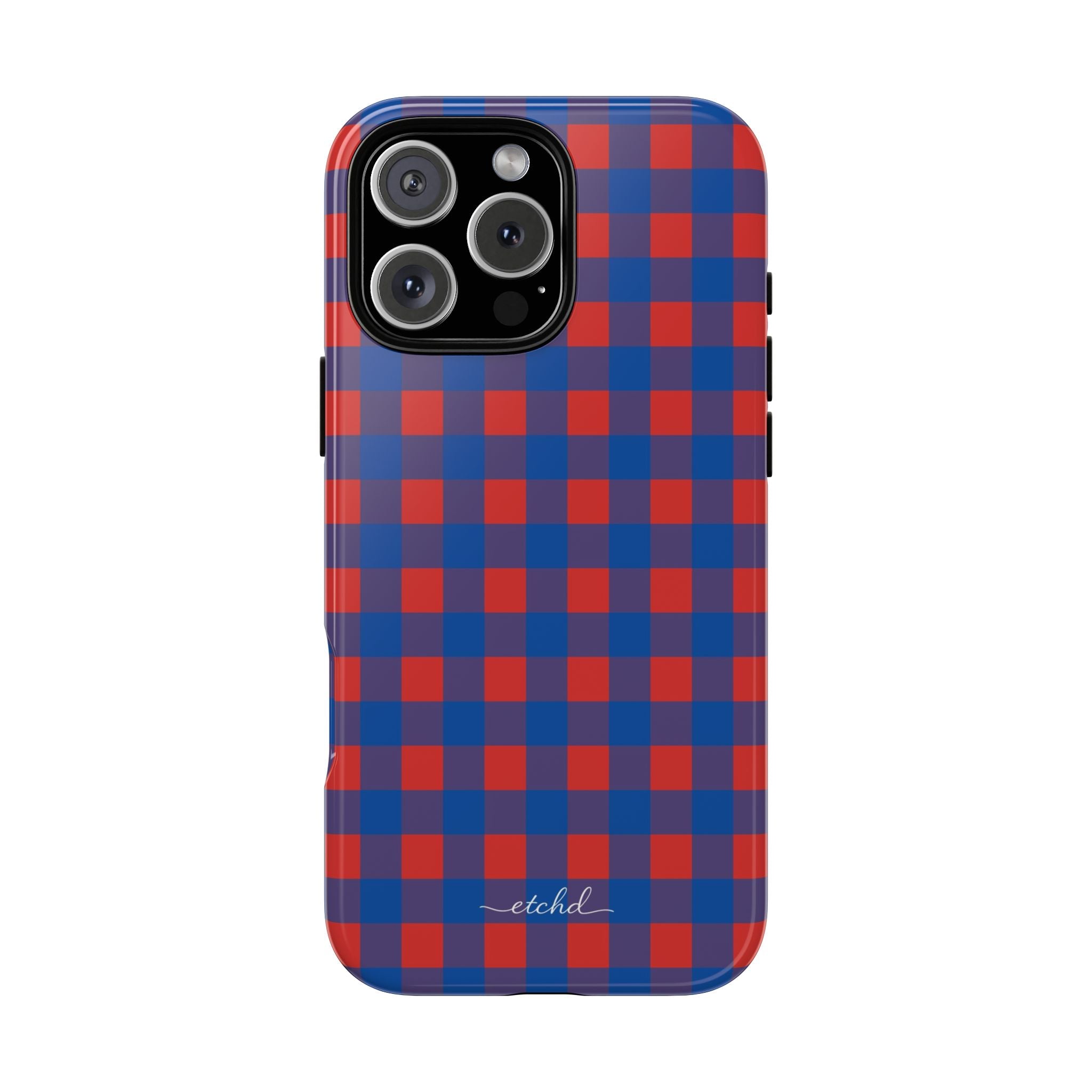 Cobalt & Poppy Gingham Phone Case by etchd
