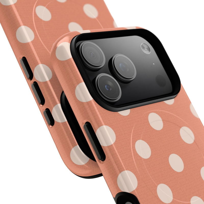 Cream & Coral Polka Dot Magnetic Phone Case by etchd, view 99