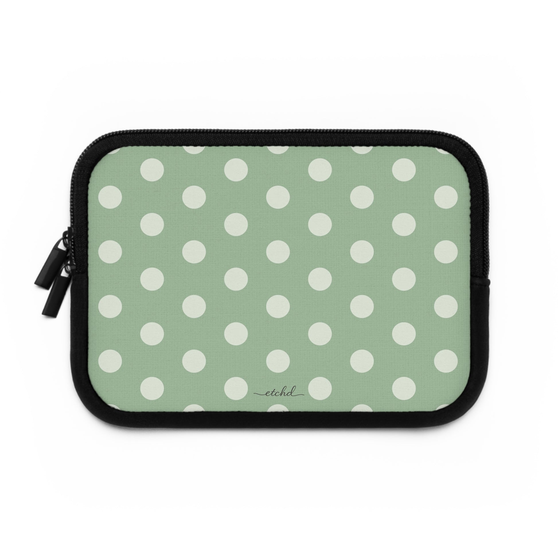 Cream & Sage Polka Dot Laptop Sleeve by etchd, view 2