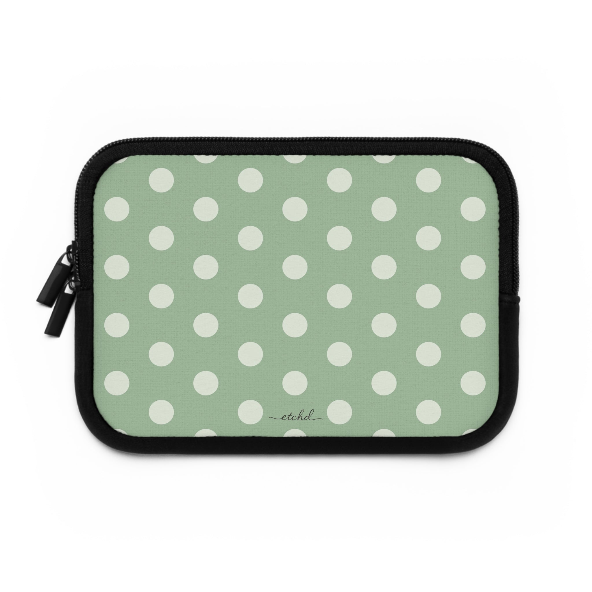 Cream & Sage Polka Dot Laptop Sleeve by etchd, view 2