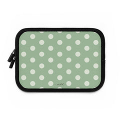 Cream & Sage Polka Dot Laptop Sleeve by etchd, view 2