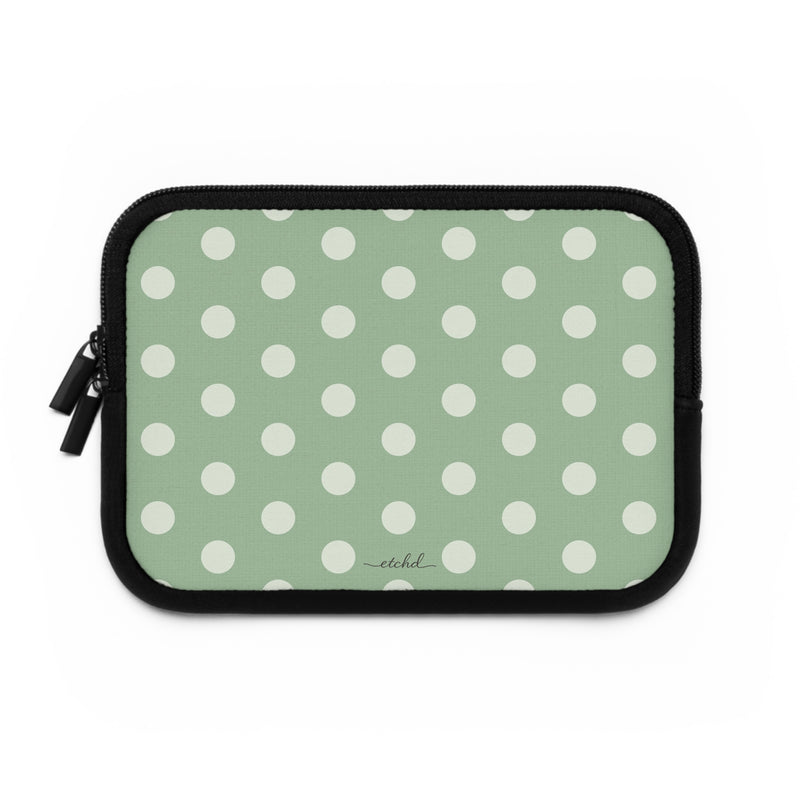 Cream & Sage Polka Dot Laptop Sleeve by etchd, view 2