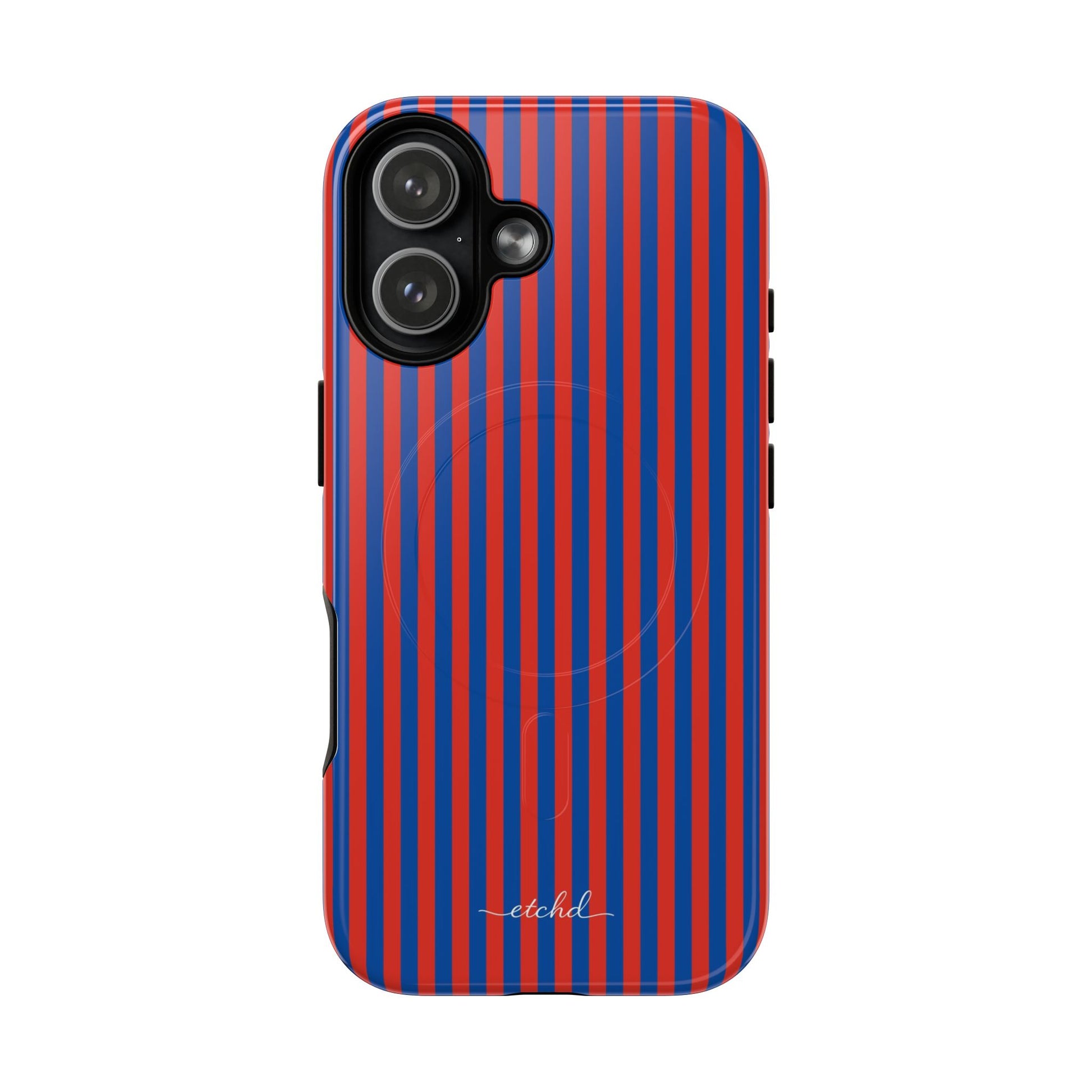 Cobalt & Poppy Striped Magnetic Phone Case by etchd, view 25