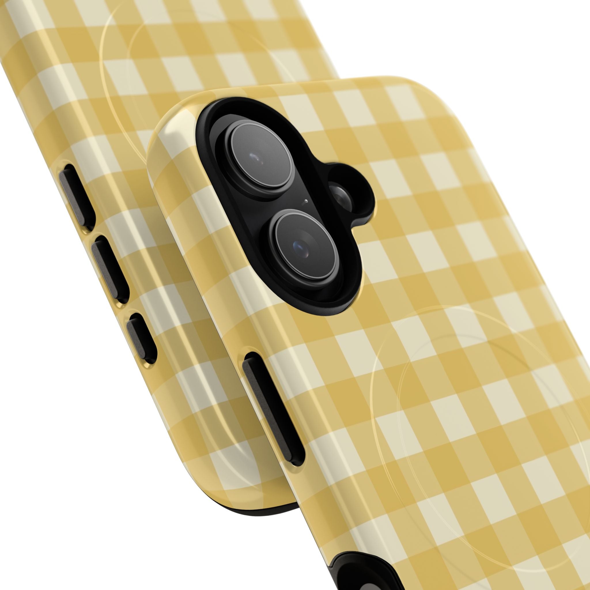 Butter & Cream Gingham Magnetic Phone Case by etchd, view 87