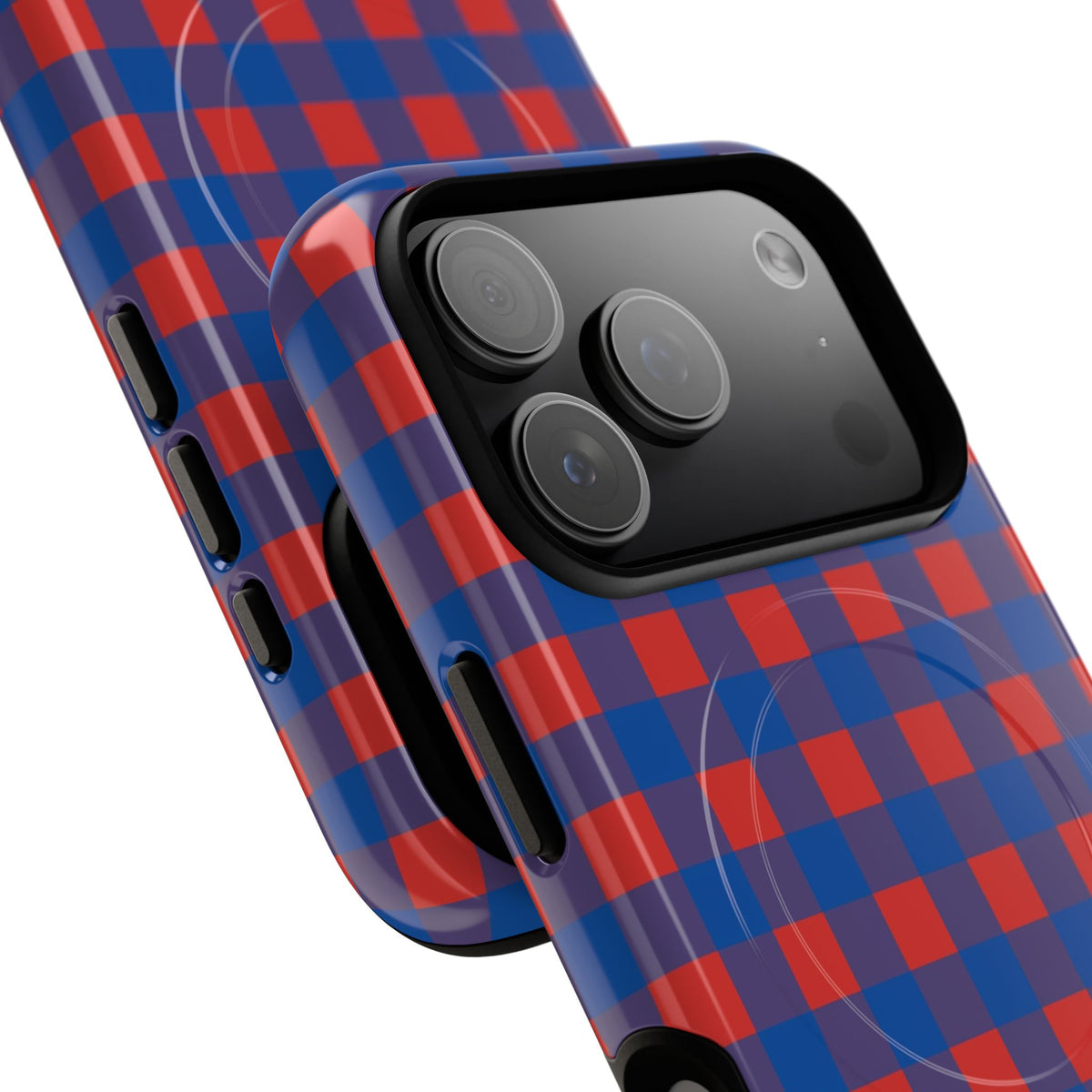 Cobalt & Poppy Gingham Magnetic Phone Case by etchd, view 99