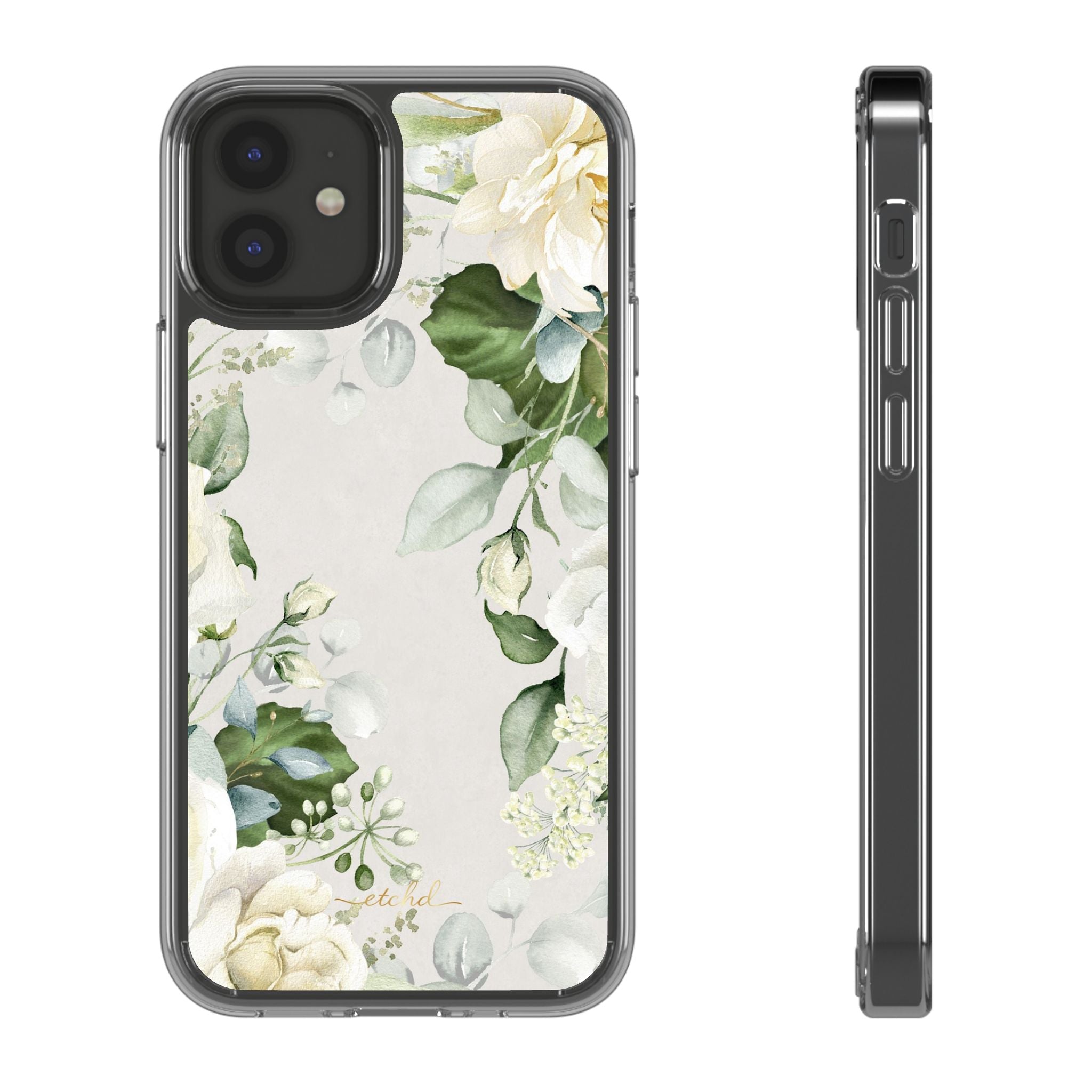 White Roses Clear Phone Case by etchd, view 2