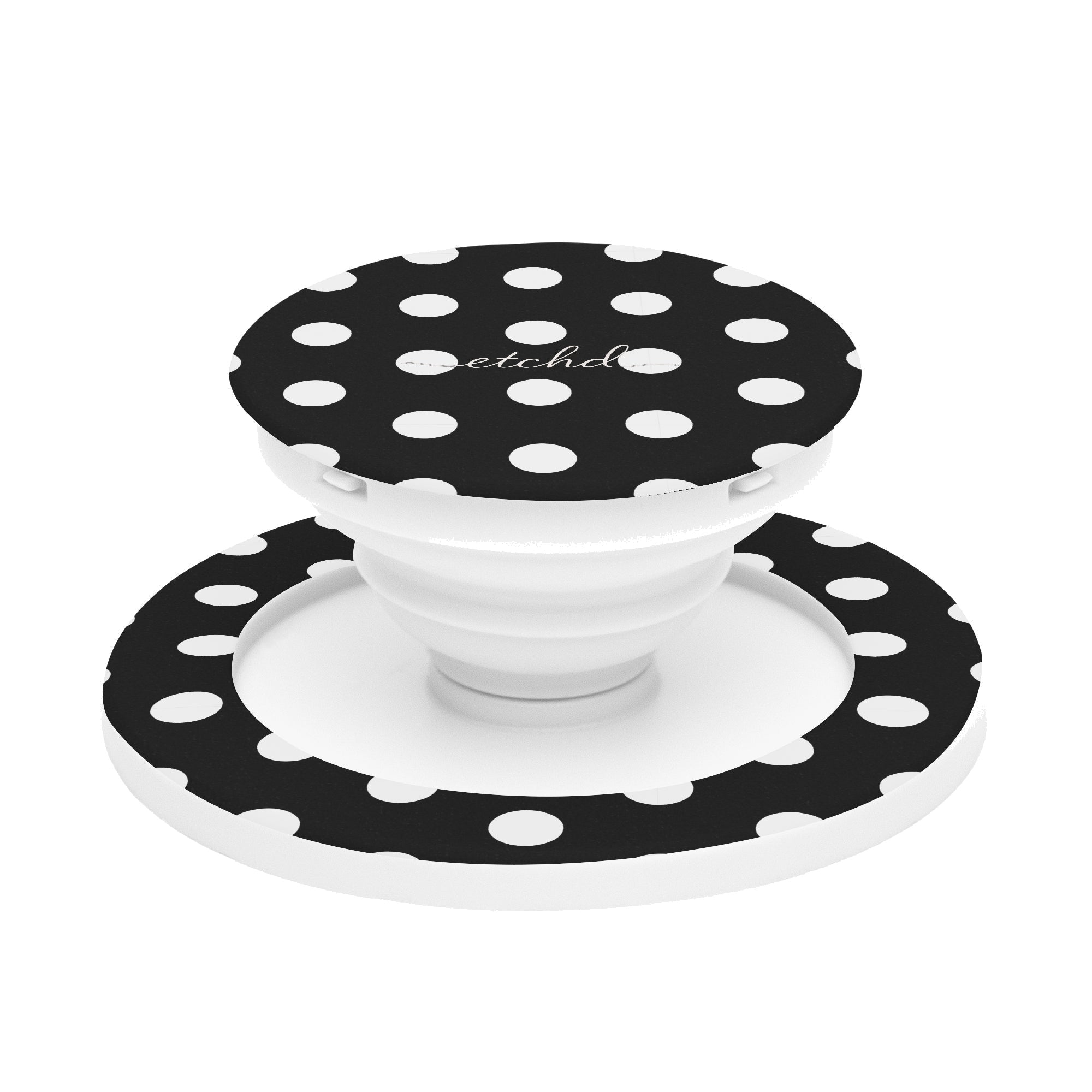 White & Black Polka Dot Phone Grip And Stand by etchd