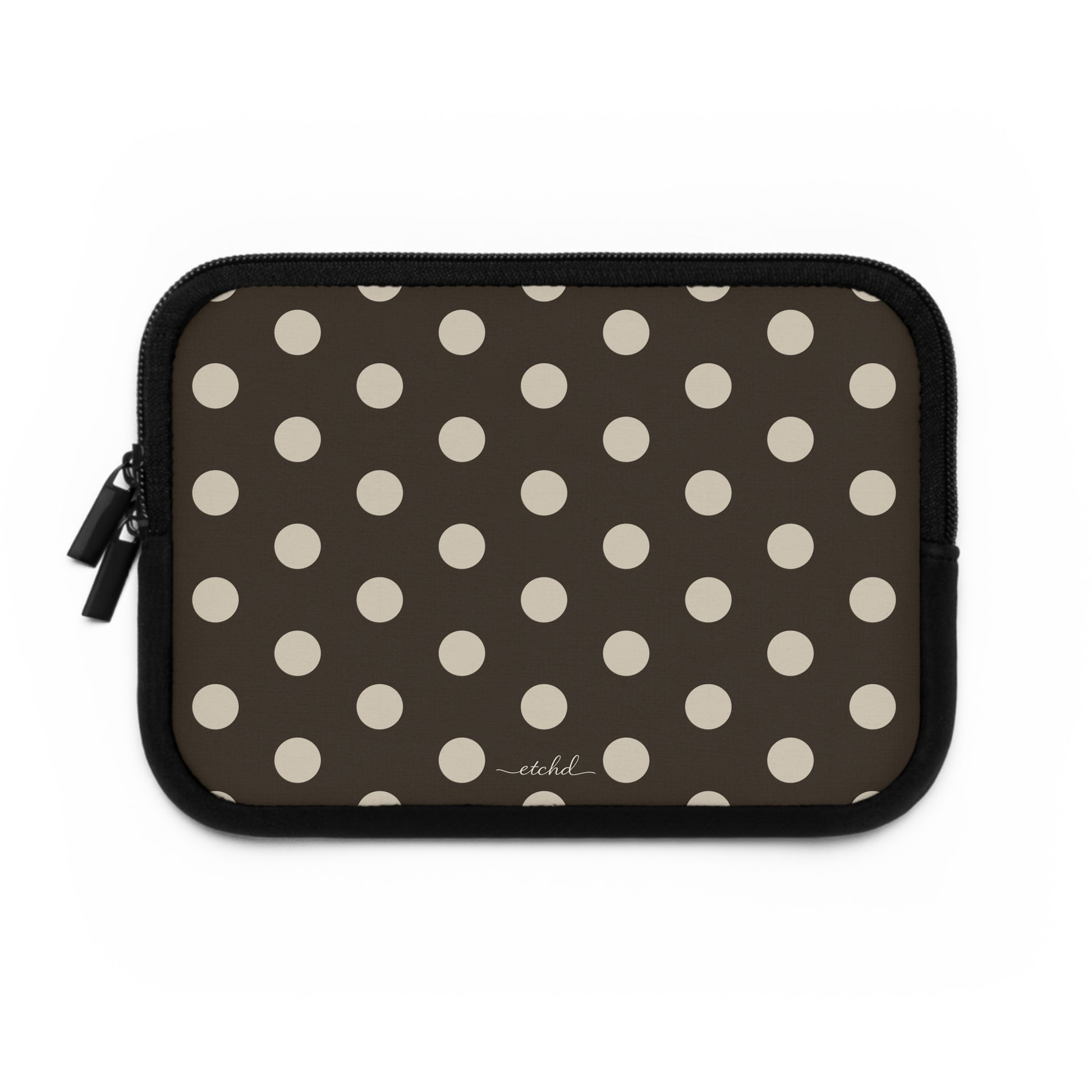 Cream & Brown Polka Dot Laptop Sleeve by etchd, view 2