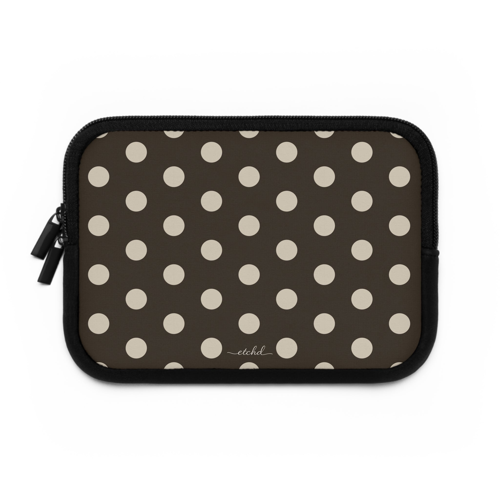 Cream & Brown Polka Dot Laptop Sleeve by etchd, view 2