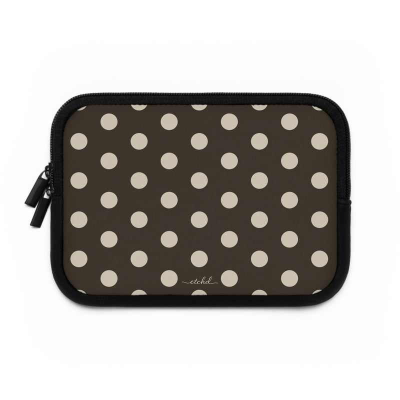 Cream & Brown Polka Dot Laptop Sleeve by etchd, view 2