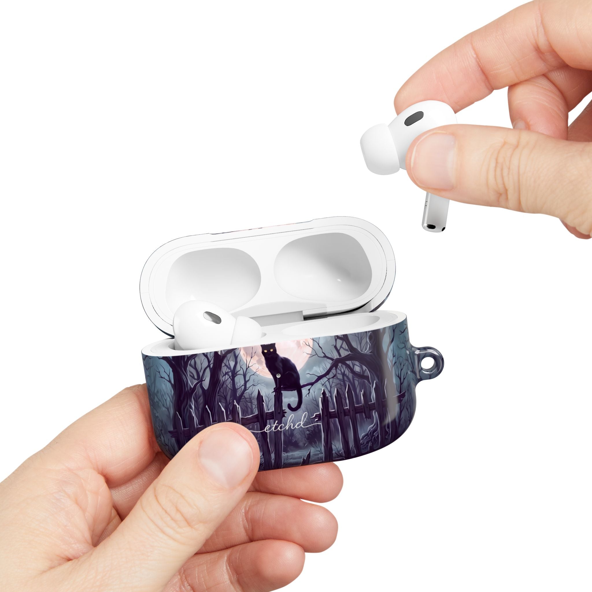 Midnight Cat AirPod Case by etchd, view 11