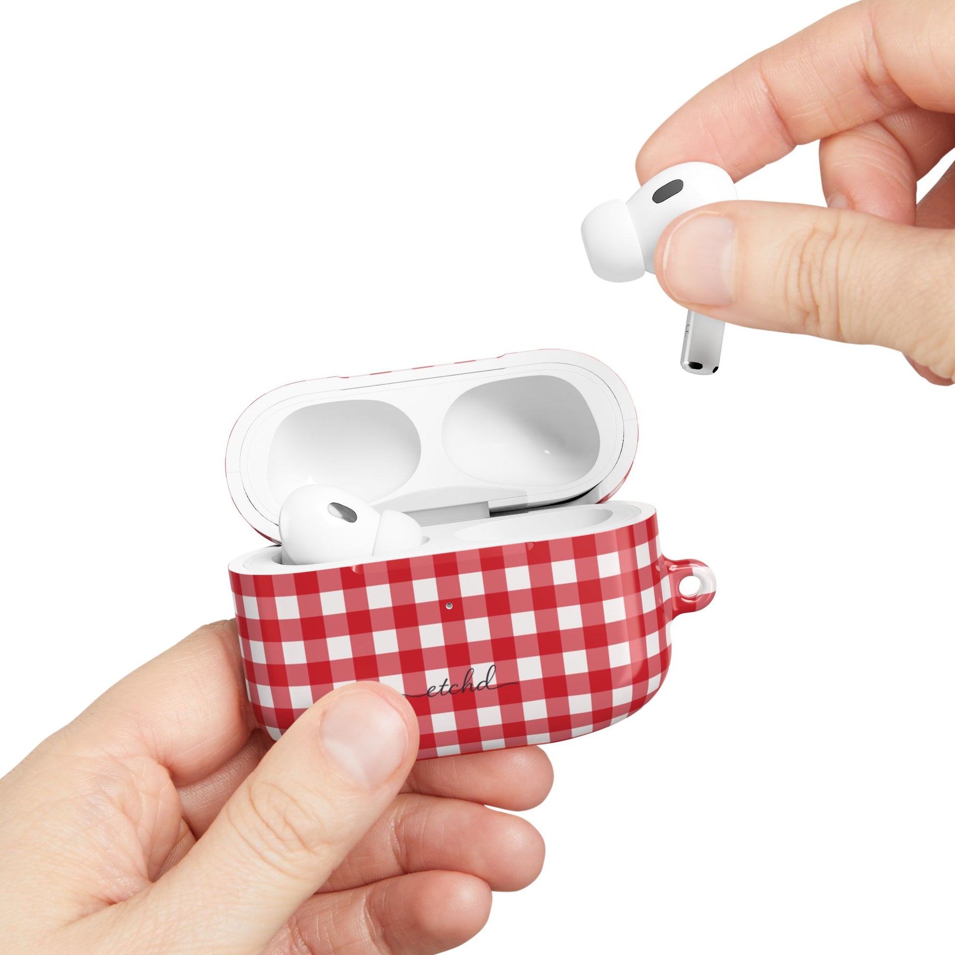 Classic Red & White Gingham AirPod Case by etchd, view 11