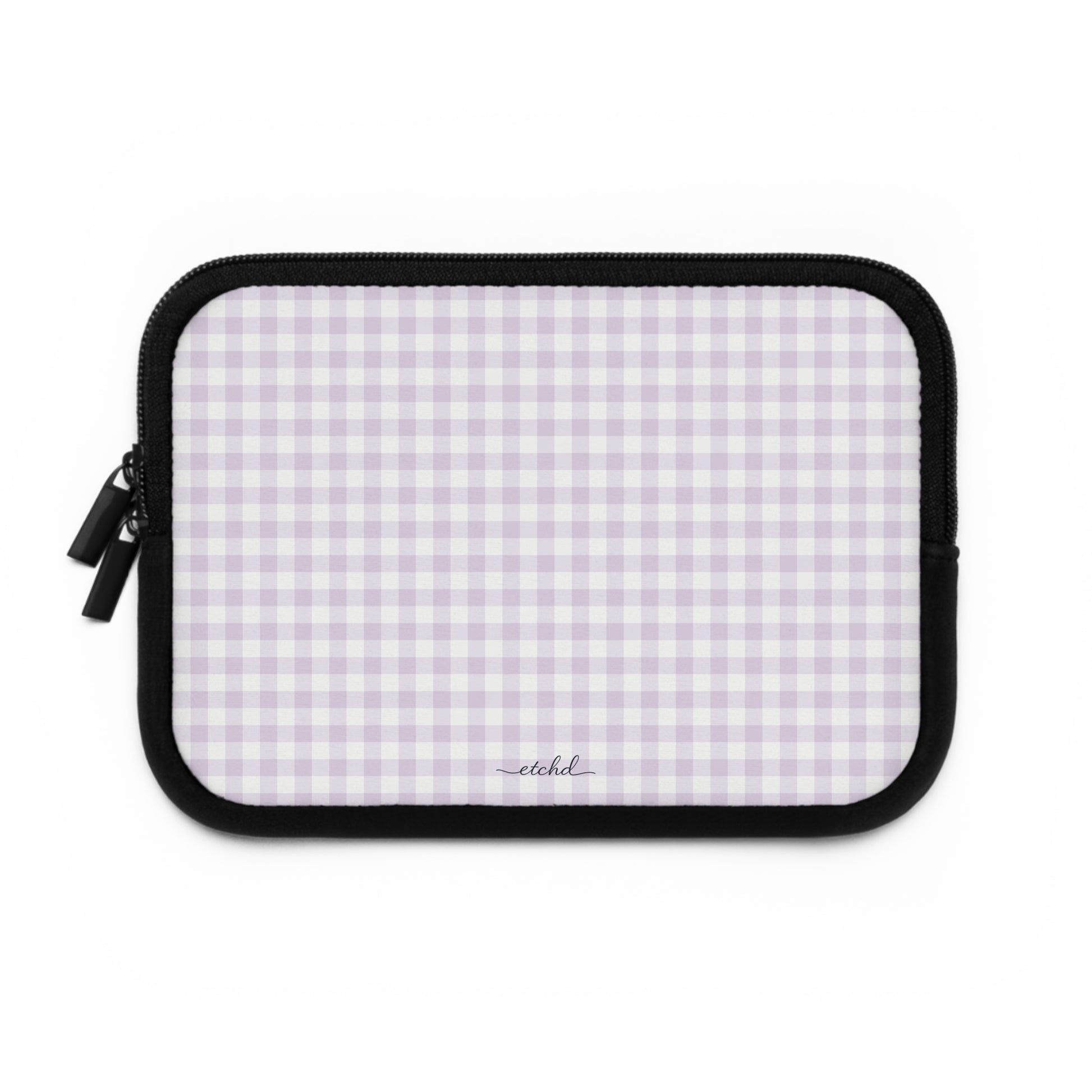 Lilac & White Gingham Funda para portátil de etchd, vista 2