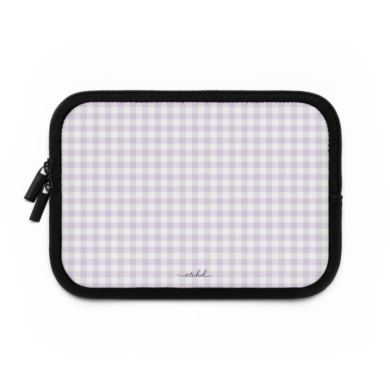Lilac & White Gingham Funda para portátil de etchd, vista 2