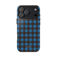 Cerulean & Espresso Gingham Phone Case by etchd, view 59