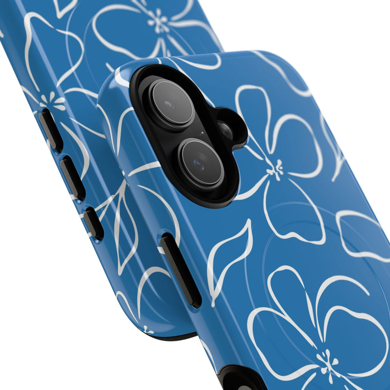 Cerulean & White Floral Magnetic Phone Case by etchd, view 87