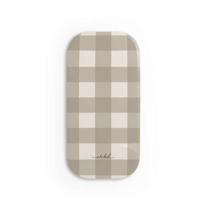 Neutral Gingham Agarre clipsable para móvil de etchd