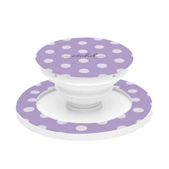 Cream & Lilac Polka Dot Phone Grip And Stand by etchd