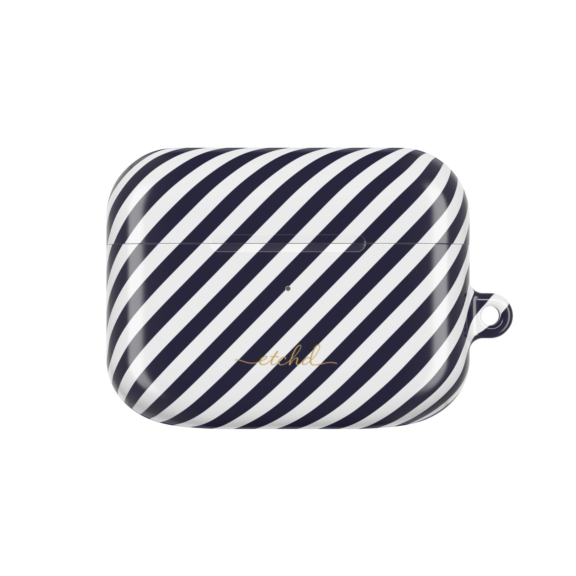 Navy & White Striped Diagonal AirPod Case by etchd