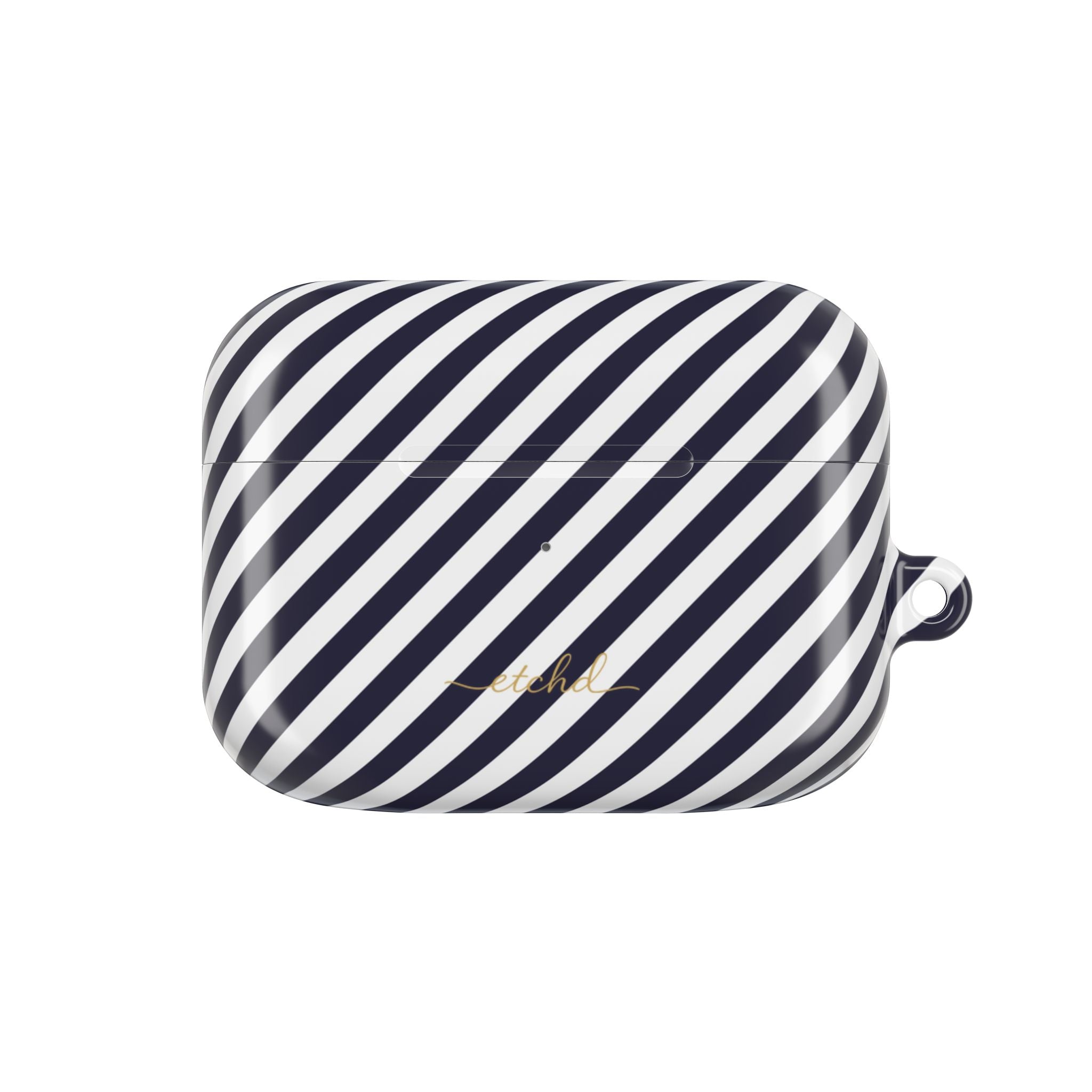 Navy & White Striped Diagonal AirPod Case by etchd