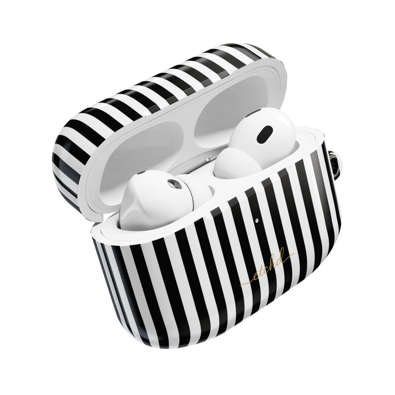 Black & White Striped AirPod Case by etchd, view 9