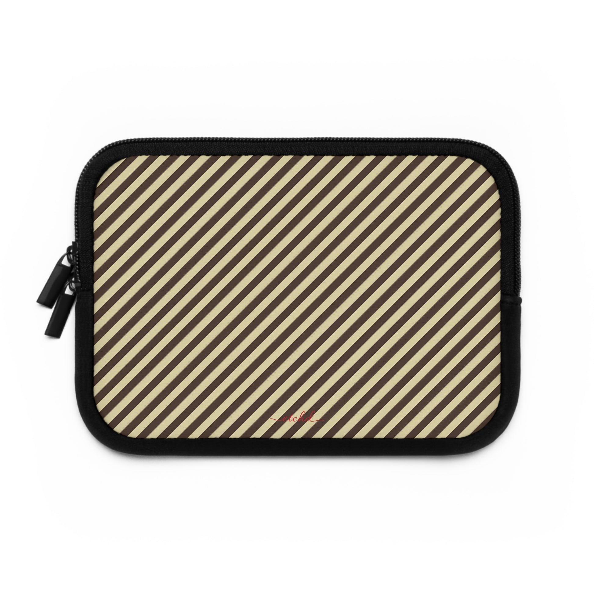 Butter & Brown Striped Diagonal Laptop Sleeve by etchd, view 2