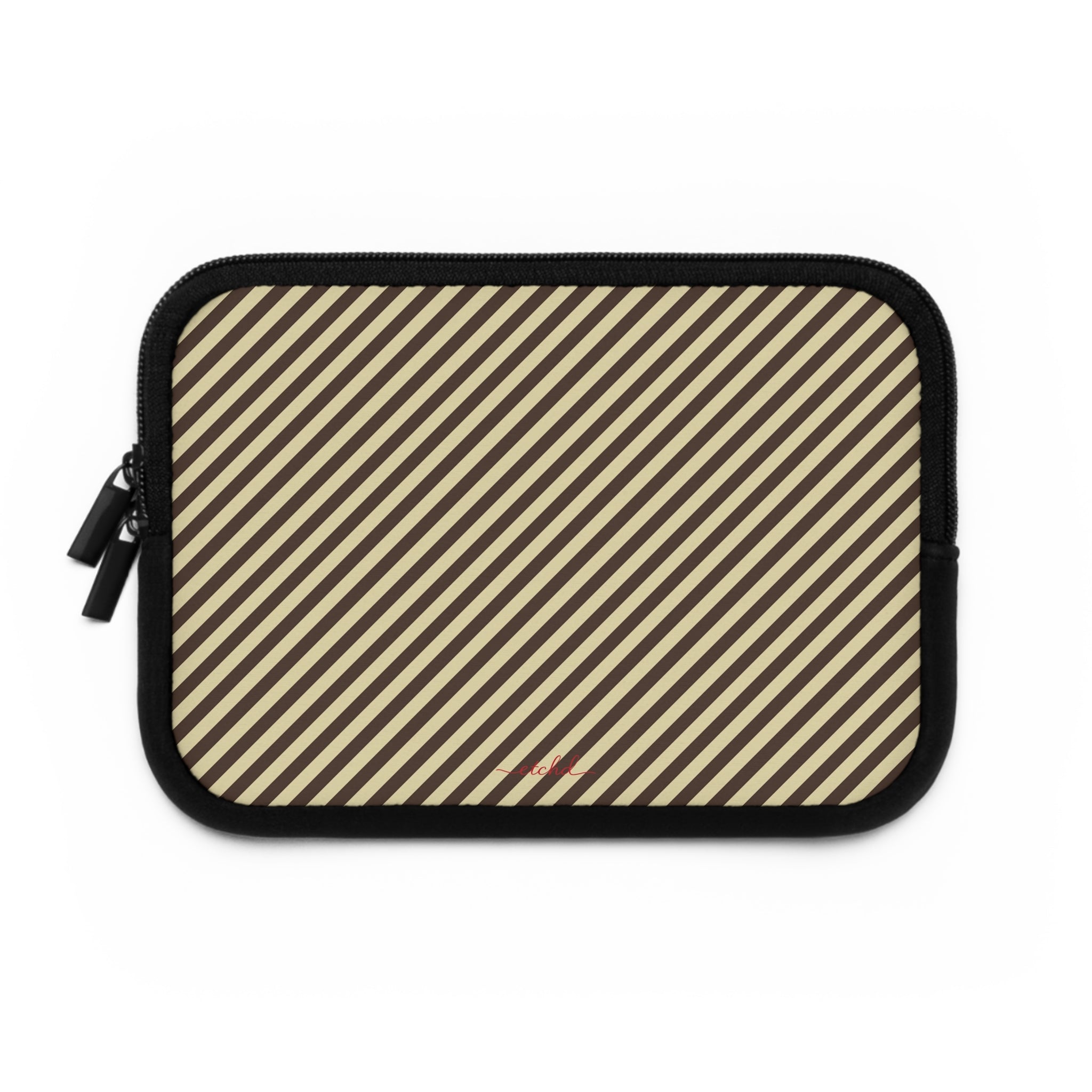 Butter & Brown Striped Diagonal Laptop Sleeve by etchd, view 2