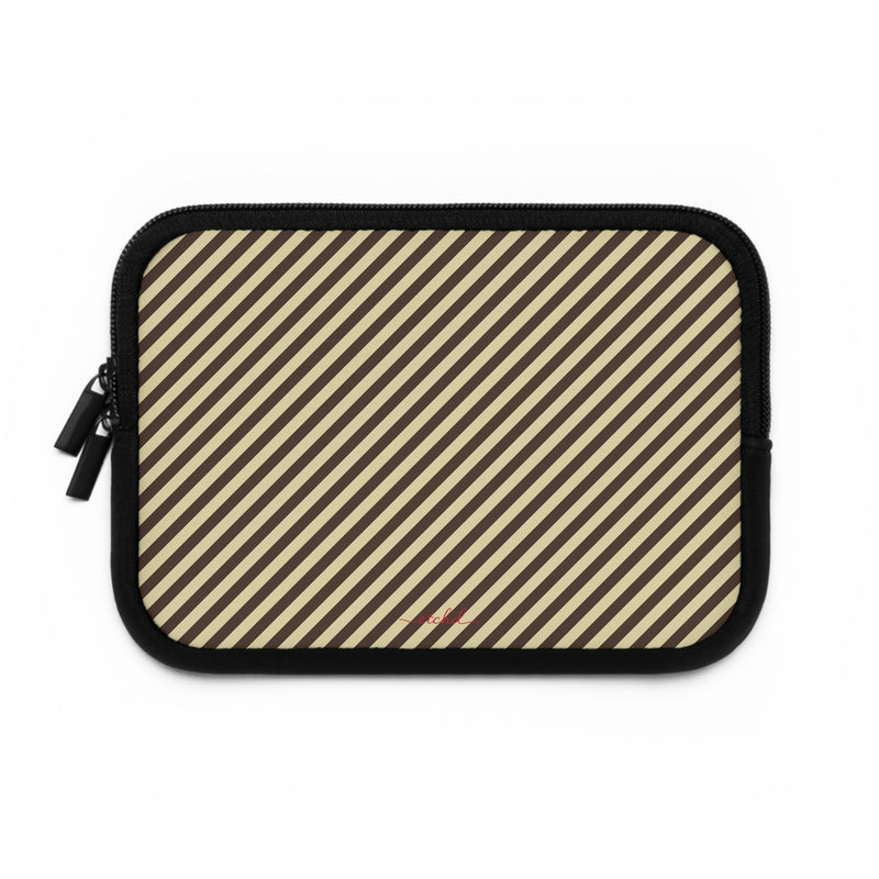 Butter & Brown Striped Diagonal Laptop Sleeve by etchd, view 2