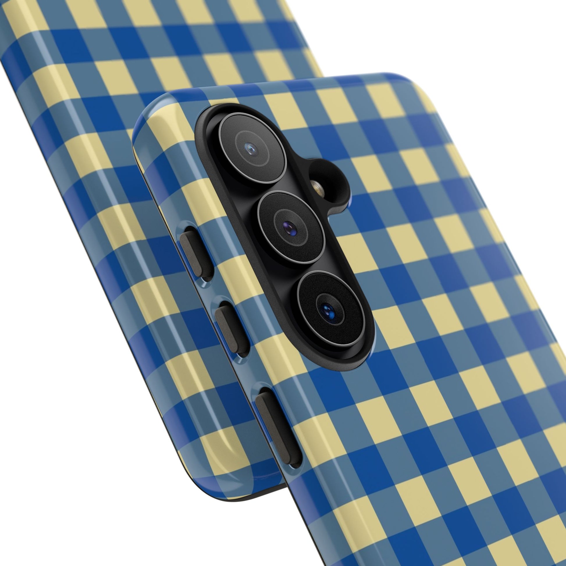 Butter & Cobalt Gingham Phone Case by etchd, view 209