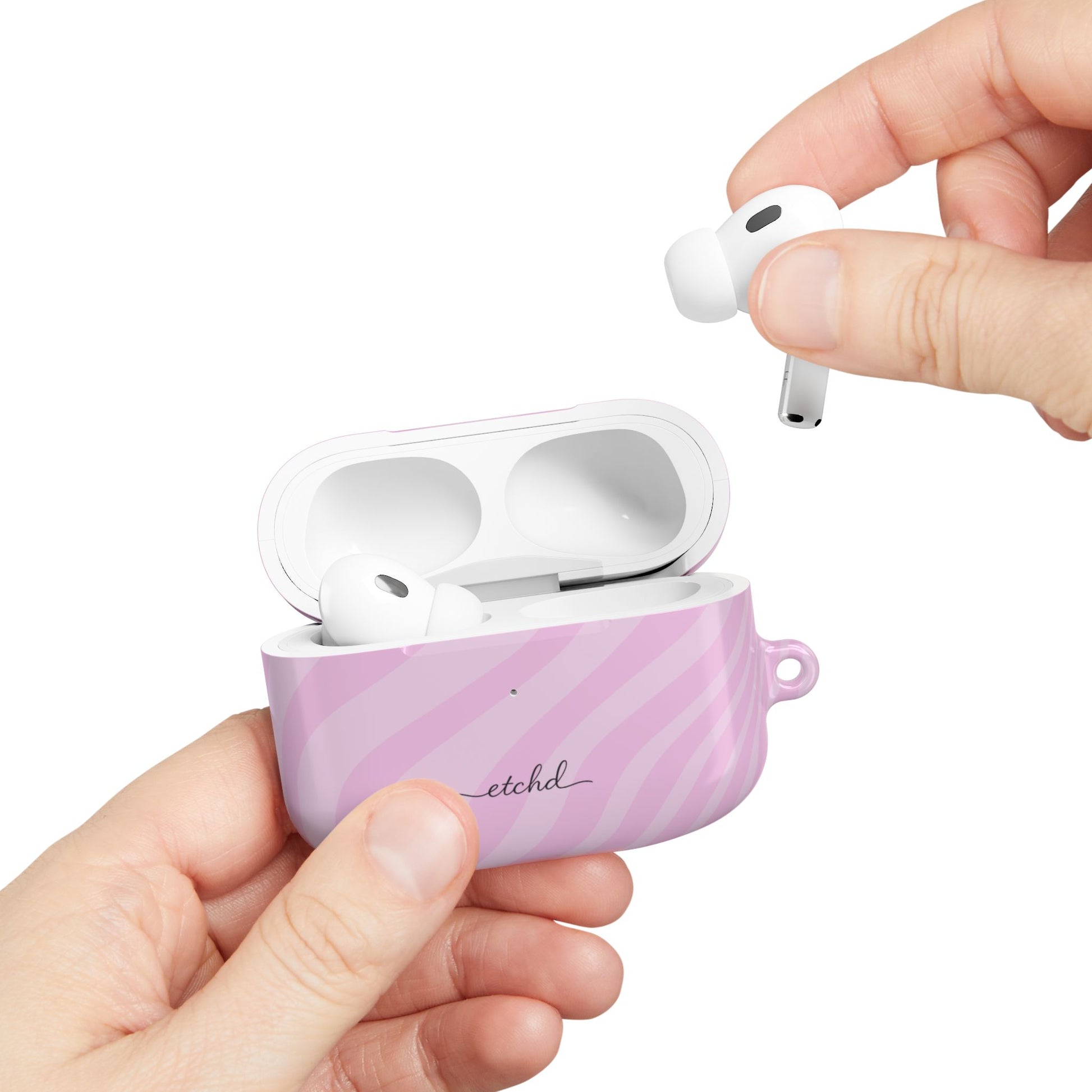Pink Curved Lines AirPod Case by etchd, view 11