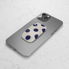 Navy & Cream Polka Dot Click-On Phone Grip by etchd, view 4
