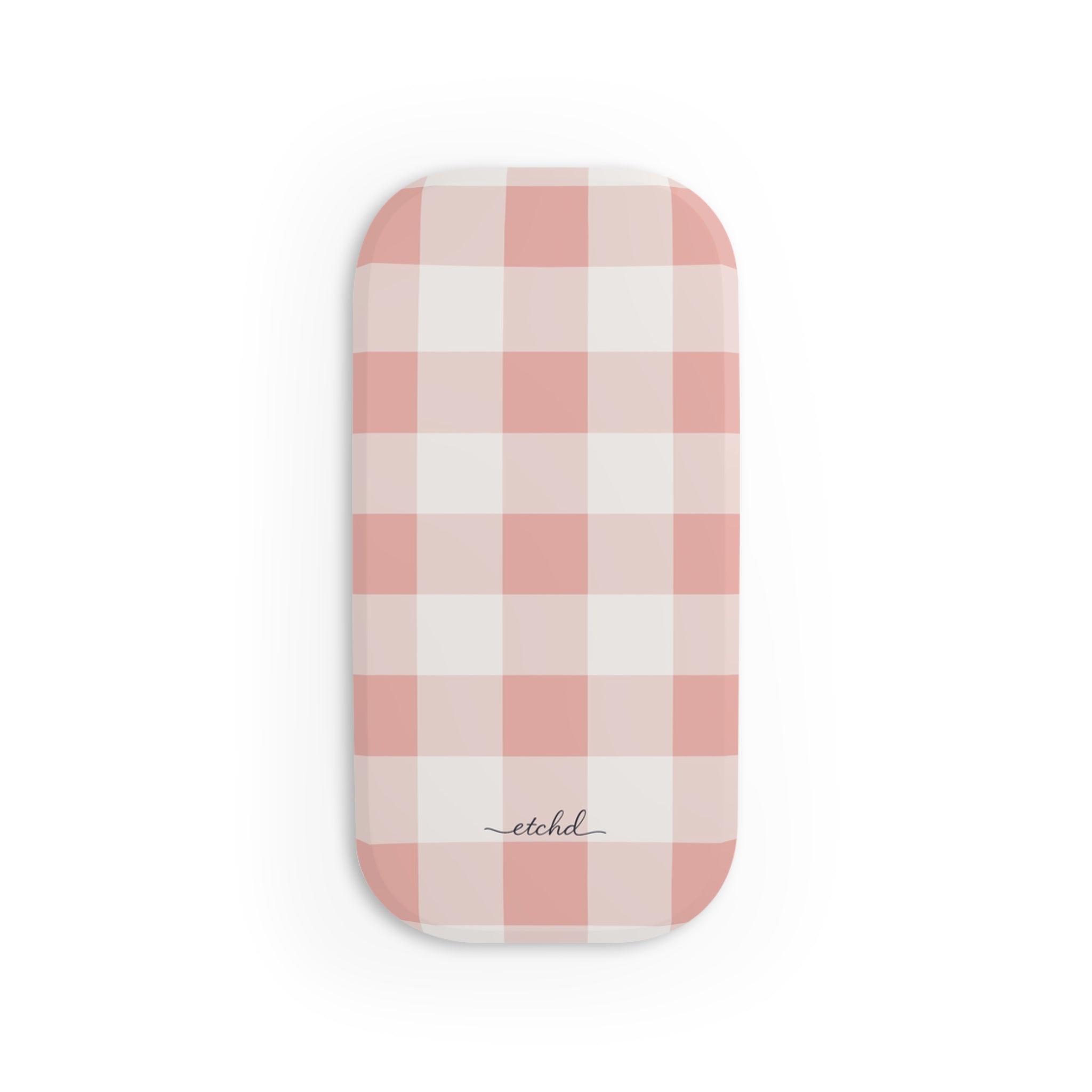 Blush & White Gingham Click-On Phone Grip by etchd, view 2