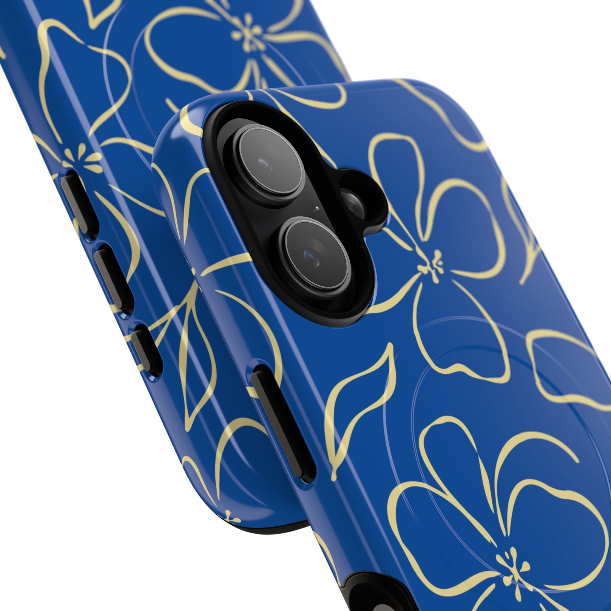 Cobalt & Butter Floral Magnetic Phone Case by etchd, view 87