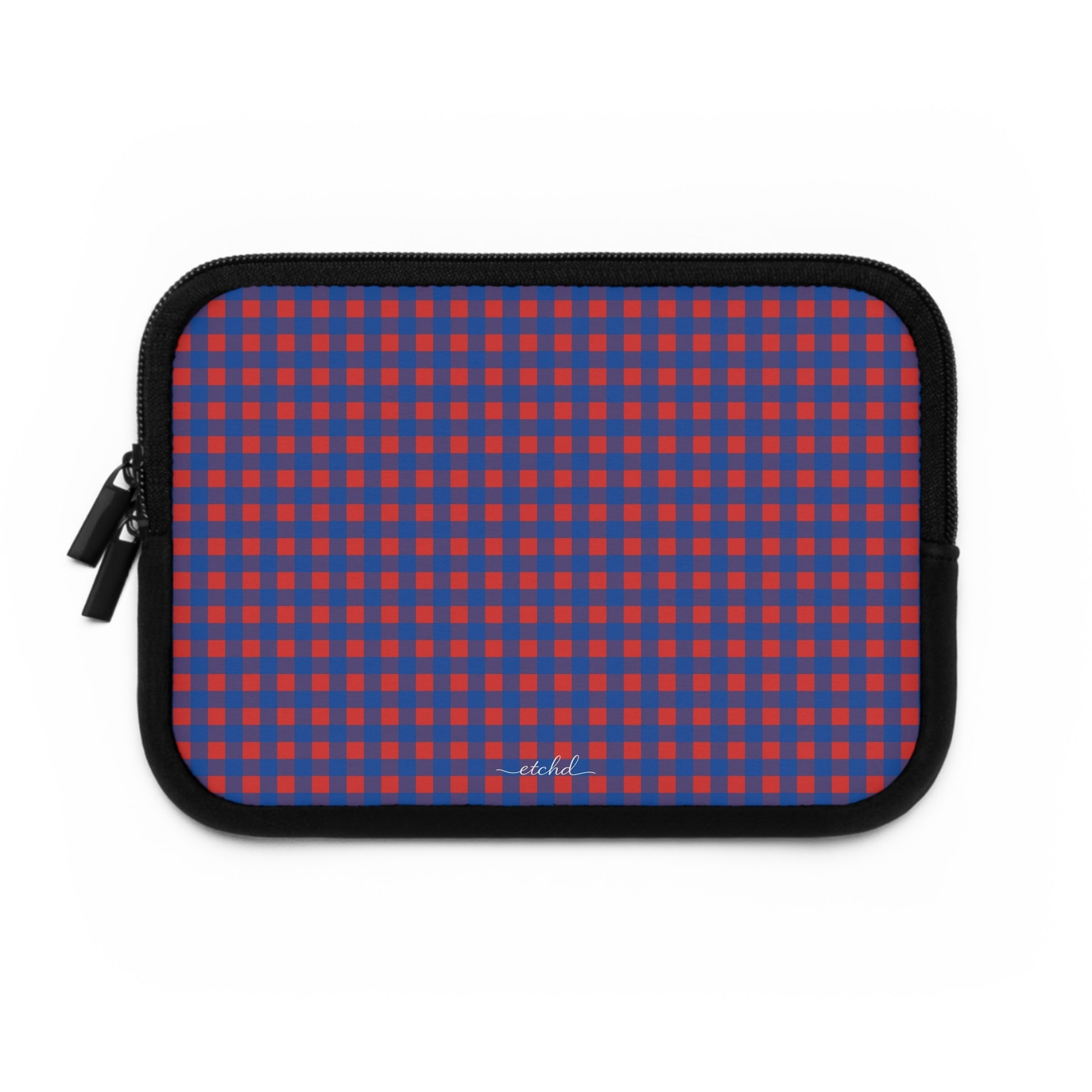 Cobalt & Poppy Gingham Laptop Sleeve by etchd, view 2