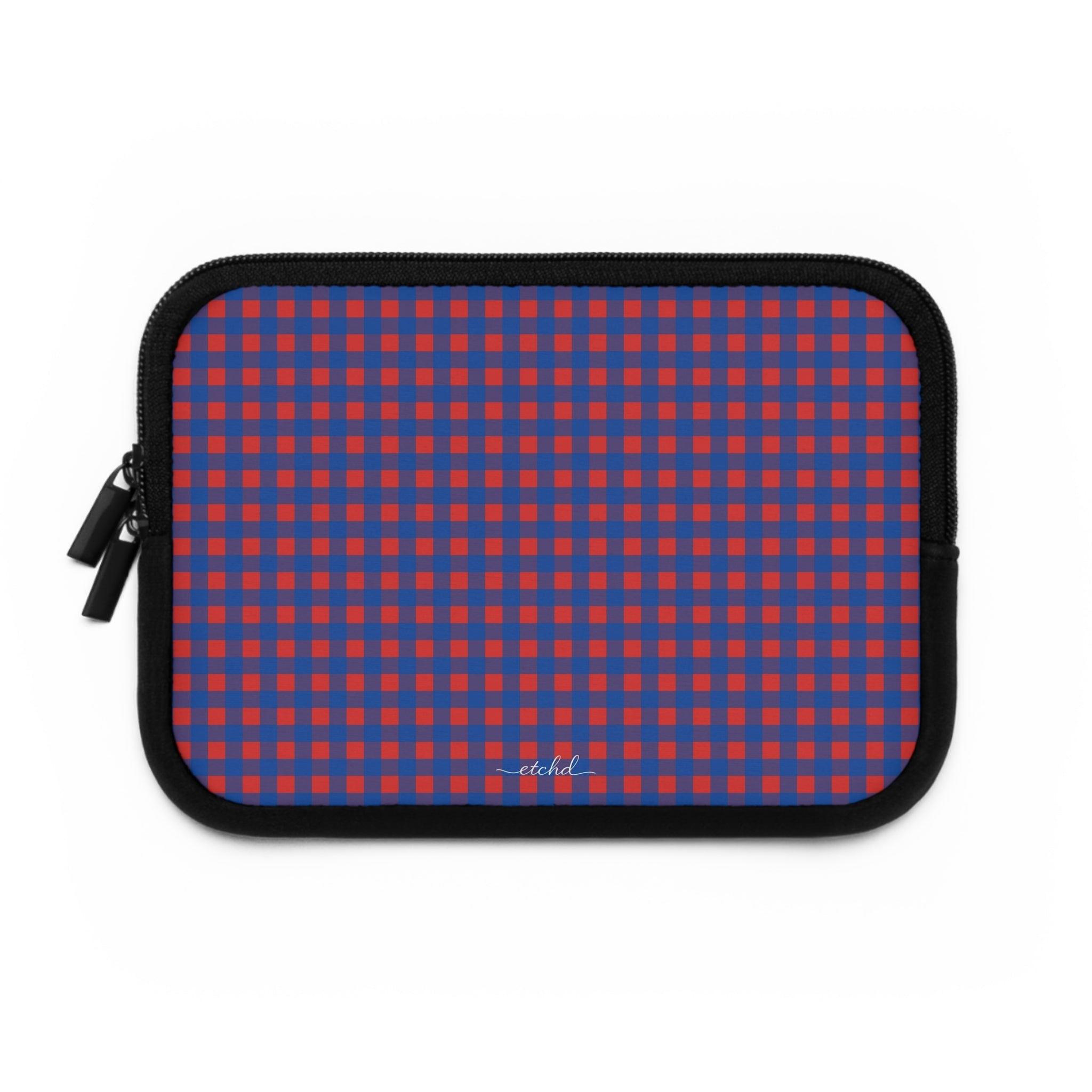 Cobalt & Poppy Gingham Laptop Sleeve by etchd, view 2