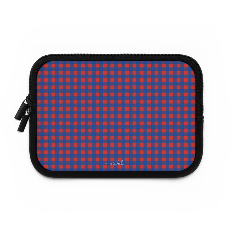Cobalt & Poppy Gingham Laptop Sleeve by etchd, view 2
