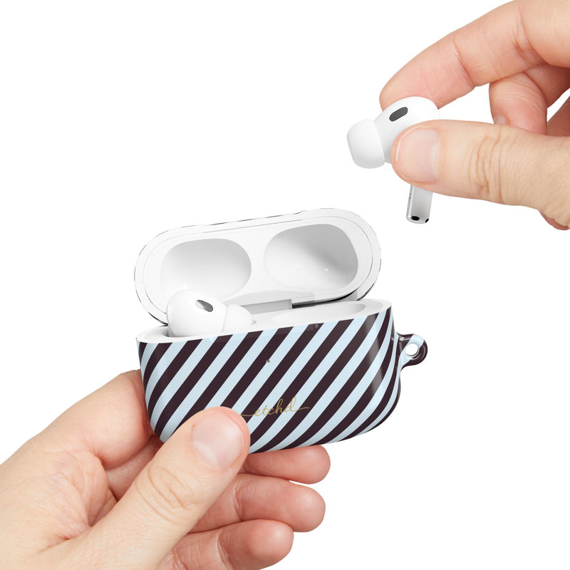 Plum & Blue Striped Diagonal AirPod Case by etchd, view 11