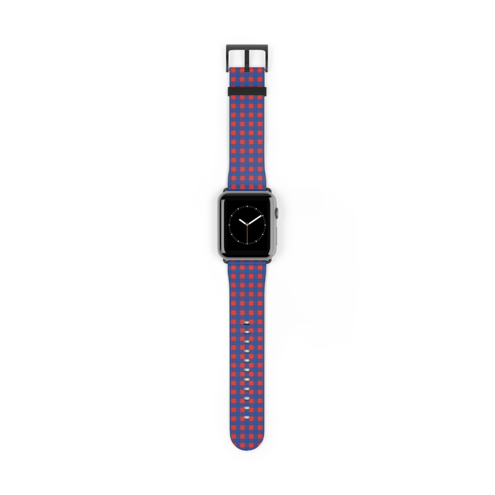 Cobalt & Poppy Gingham Smartwatch Strap by etchd, view 2
