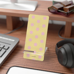 Pink And Butter Polka Dot Phone Stand by etchd, view 3