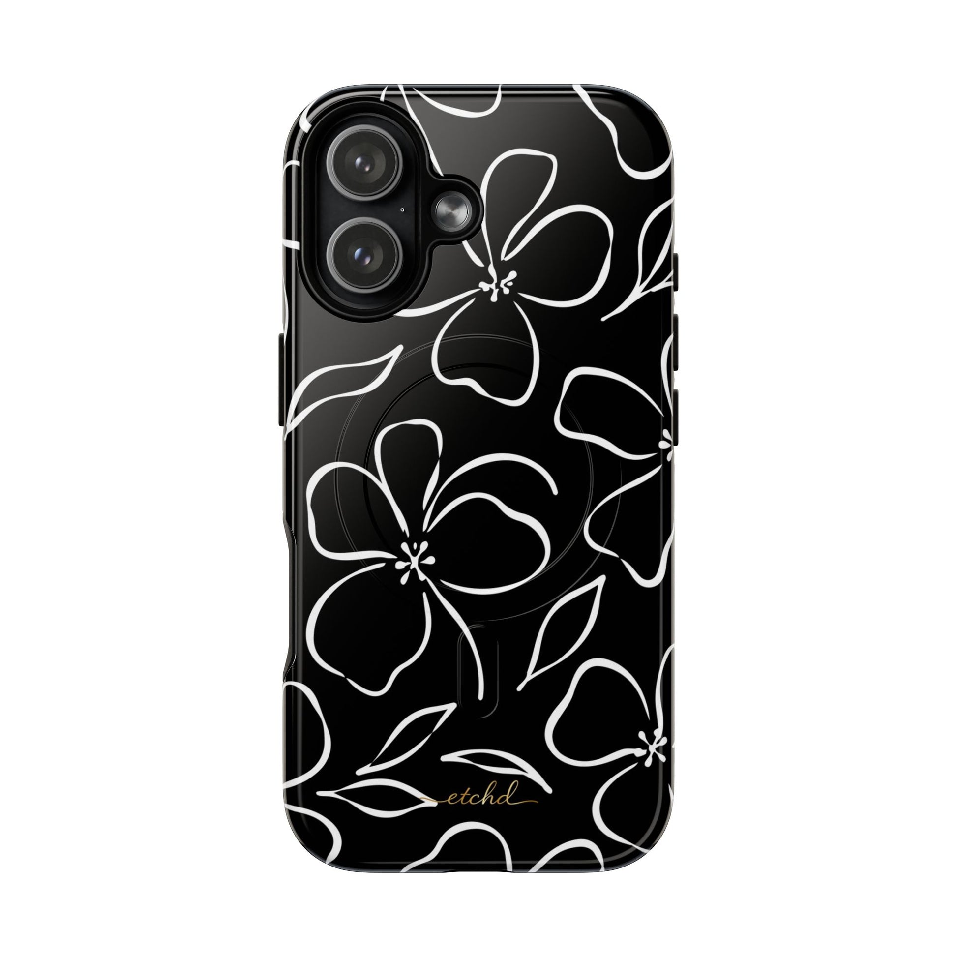 Black & White Floral Magnetic Phone Case by etchd, view 25