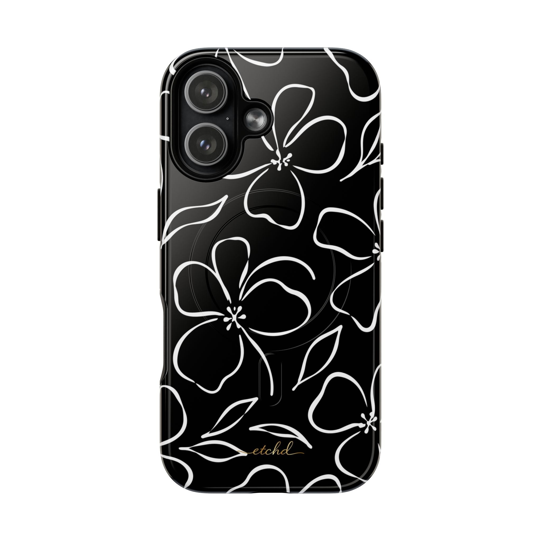 Black & White Floral Magnetic Phone Case by etchd, view 25